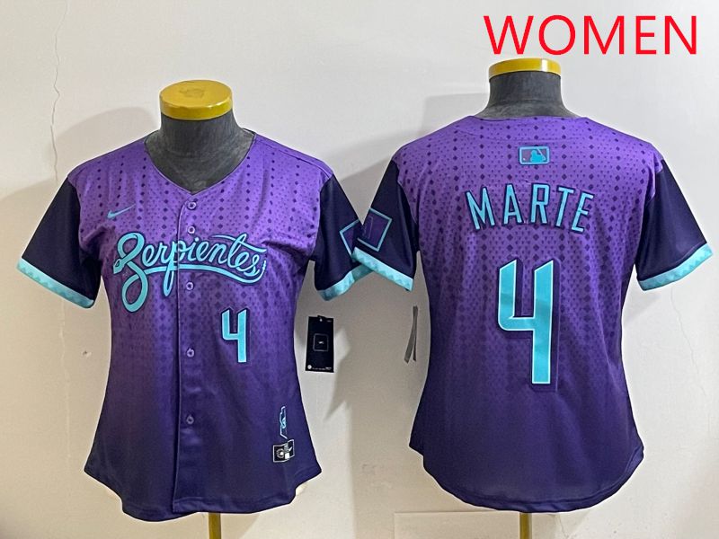 Women Arizona Diamondback 4 Marte Purple Joint Name 2025 Nike MLB Jersey style 35